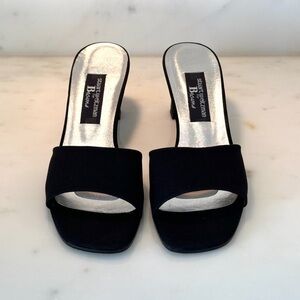 Stuart Weitzman for Browns, Slip In Sandals, Black Fabric, Women’s Size 8